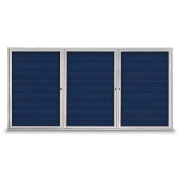 18"x24" 1-Door Enclosed Outdoor Letterboard, Blue Felt/Satin Alum